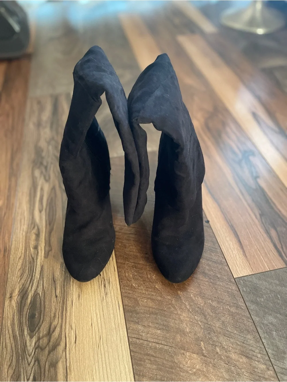 Fergalicious Women's Black Suede Knee-High Stiletto Boots